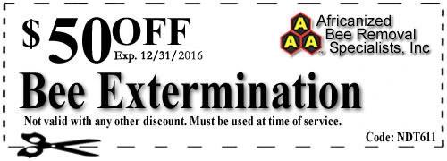 coupon for 50 dollars off bee extermination